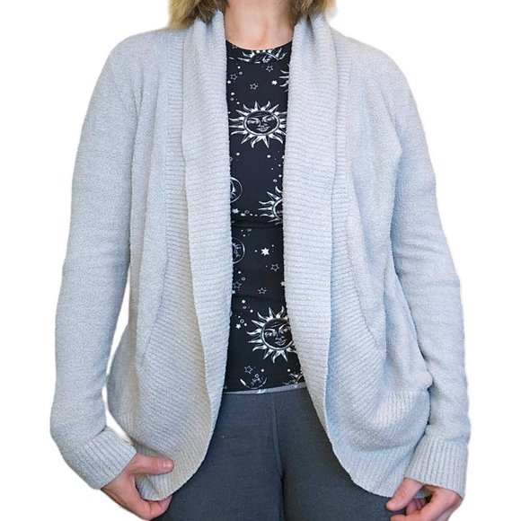 Barefoot Dreams XS/S Bamboo Chic Lite Circle Lounge Cardigan Cream Gray Neutral - Picture 2 of 9
